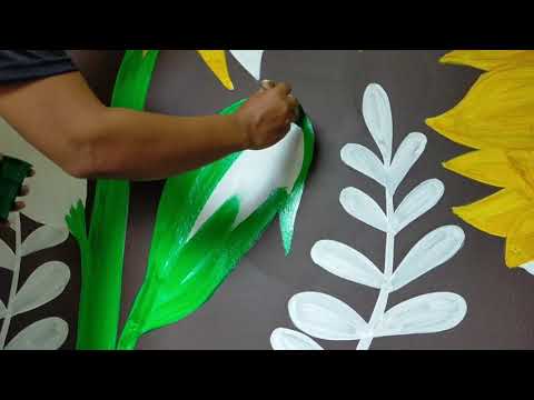 Mural Painting sunflowers step by step