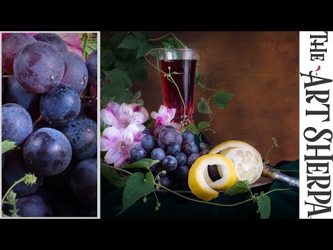 Learn to paint plump Realistic Grapes in a Still life Acrylic Tutorial  TheArtSherpa