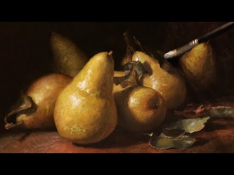 Oil Painting Tutorial  Painting a STILL LIFE in OILS  Pears  Glazing Techniques