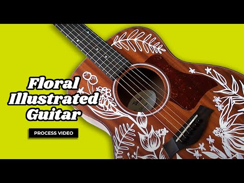 Floral Illustration on Acoustic Guitar  Process Video