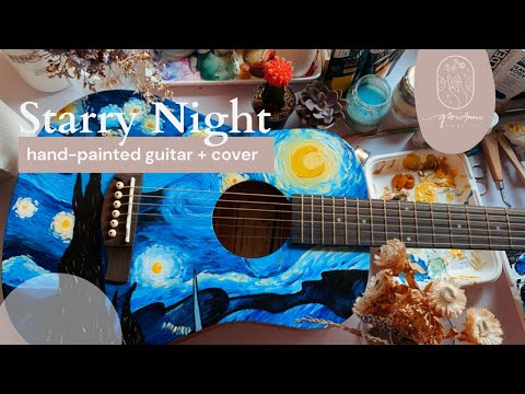 Starry Night  Handpainted Guitar and Cover