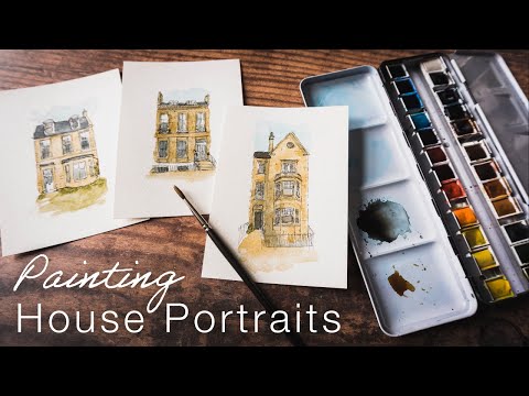 Watercolour and Pen  Painting House Portraits