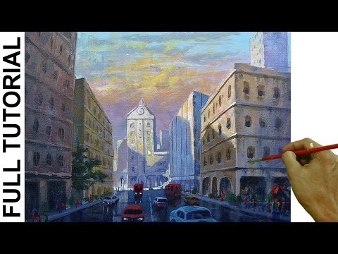 Acrylic Landscape Painting TUTORIAL  City Street  JMLisondra