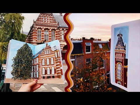 painting buildings with gouache paint 