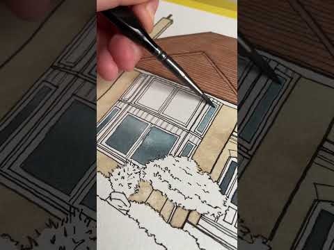 Watercolour Windows  Shading and painting house portrait illustration artist architecture