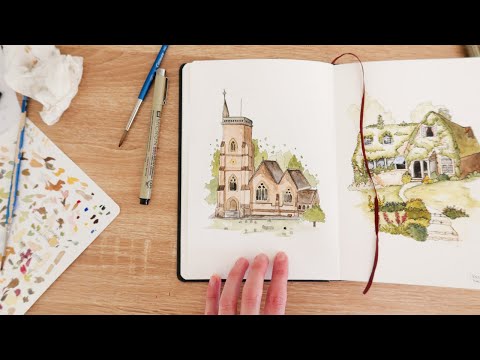How I Paint Simple Buildings and Urban Art  Watercolour and Ink Sketchbook Tutorial