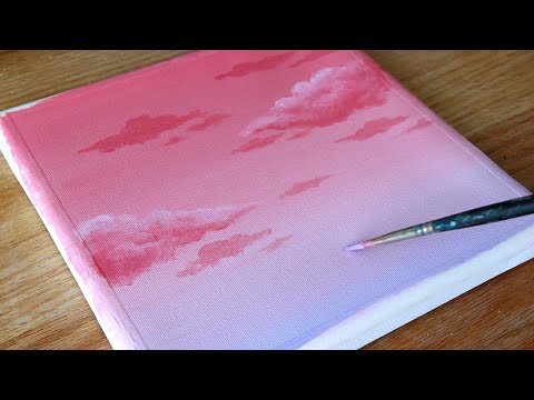 Acrylic painting  Pink Cloud Painting  Painting Tutorial for beginners 108