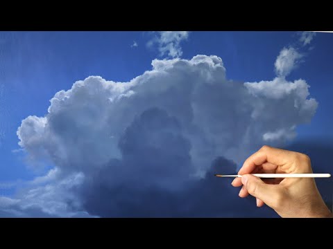How to paint clouds  realistic towering cloud painting tutorial