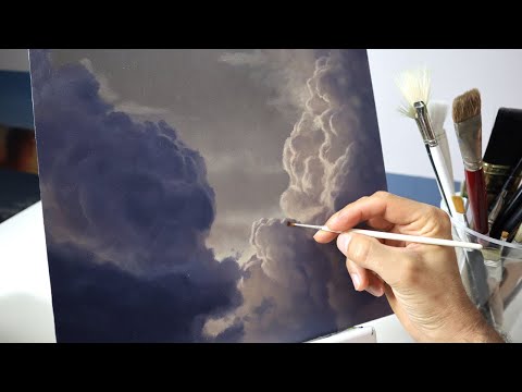 How to paint clouds  realistic storm cloud painting tutorial