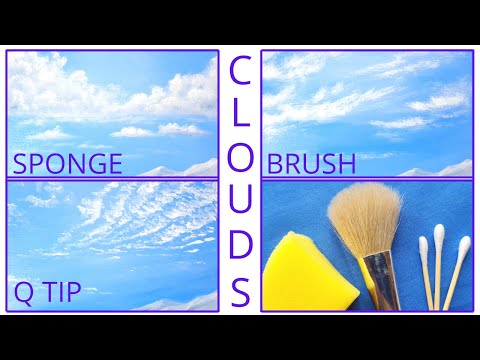 How to Paint Clouds for BeginnersSponge Painting CloudsQTIP CloudsSky Acrylic Painting Tutorial