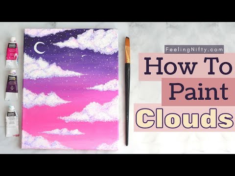 How To Paint Clouds in Acrylics Easy with Qtips  Beginner Acrylic Painting Step by Step Tutorial