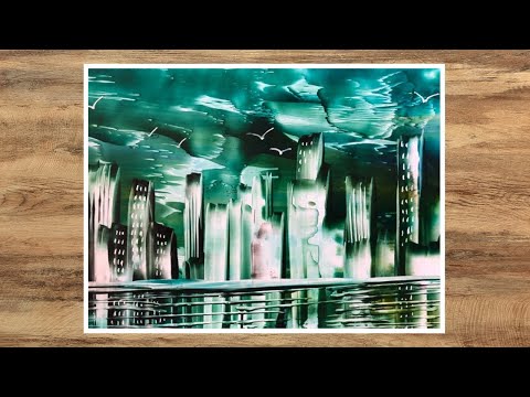 How To Paint An EASY Cityscape For Beginners Encaustic Art