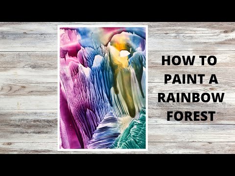 Oddly Satisfying How To Paint A MAGICAL Rainbow Forest Encaustic Painting Short