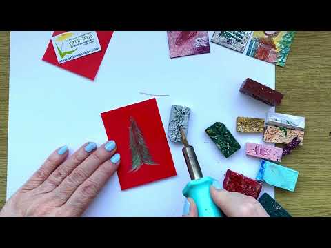 How to paint a Christmas tree in Encaustic Hot Wax by Miniature Artist Hazel Rayfield