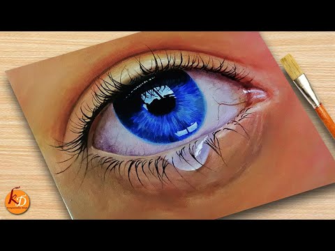 Eye with teardrop acrylic painting Painting for beginners  dew drop  Episode 275