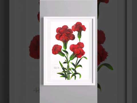  Incredible RED Carnations Easy Acrylic Painting Flowers shorts