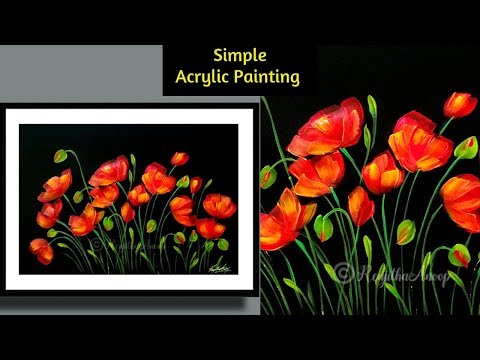 How to paint flowers with acrylics for beginners  Step by Step Easy painting tutorial