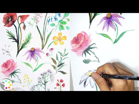 How to Paint Flowers with Acrylics  Beginner Painting Tutorials