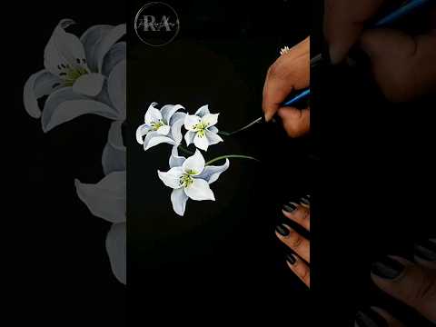  WHITE FLOWERS Lily  Easy Acrylic Painting shorts paintingtutorial short