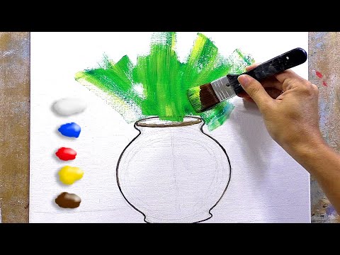 How to Paint Flowers in Old Vase in Acrylics  TimeLapse  JMLisondra