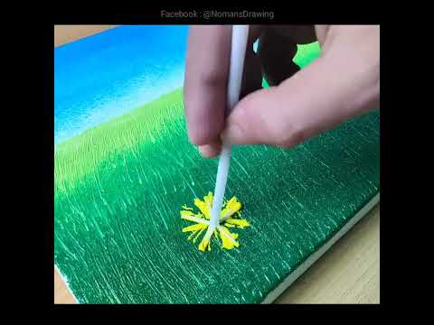Acrylic Painting Techniques  Painting Flower Filed Under Blue Sky shorts