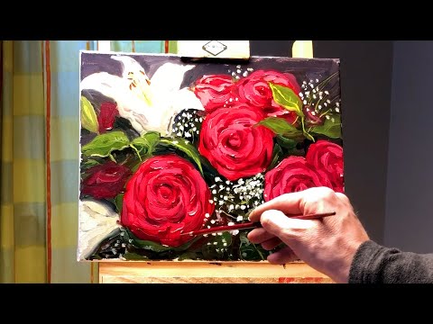 How to paint flowers quickly and loosely  oil painting demo by Aleksey Vaynshteyn