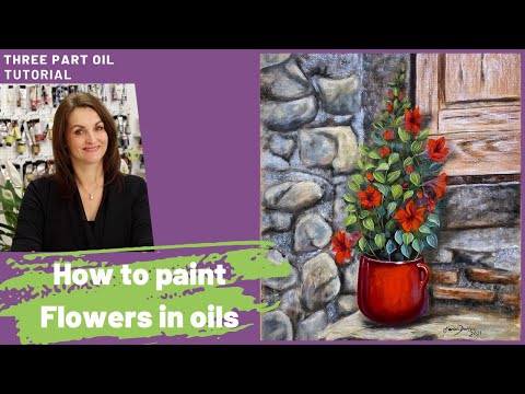 How to paint Flowers in oils using the underpaintng technique TIME LAPSE