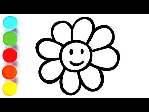 Let39s Learn How to Draw amp Paint Rainbow Flower  Painting Drawing Coloring for Kids and Toddlers