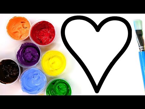 Heart Painting for Kids Toddlers  Learn how to Paint a Heart Coloring Page  Baby Paint Series 