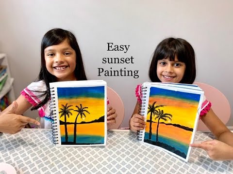 Easy sunset painting for kids