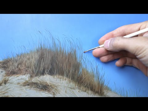 landscape painting  how to paint grass on a sandy dune