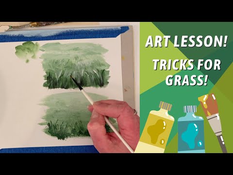 BEST amp EASY Way to Paint Grass How to Paint a Background Acrylic Painting tips By Annie Troe