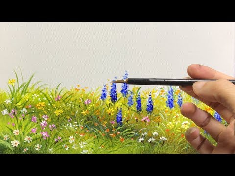 How to paint grass in acrylic Time Lapse
