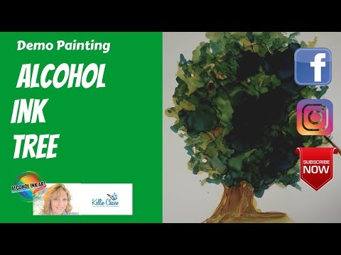 How to Paint a Tree using Alcohol Ink on Yupo   Create Texture and blend Inks