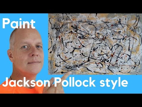 How to paint like Jackson Pollock style drip action painting  Abstract Expressionism Art