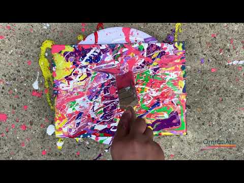 How to paint like Jackson Pollock  12 yr old painting like Jackson Pollock  Drip painting Art 007