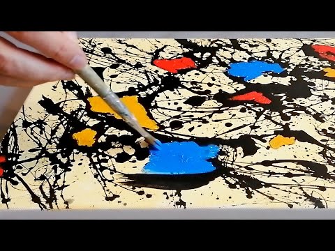 Abstract Acrylic Painting Techniques on Canvas for Beginners  Jackson Pollock Style  Work 51