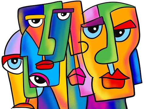 How to Draw Cubism Picasso inspired Abstract portrait  Cubism face lesson step by step