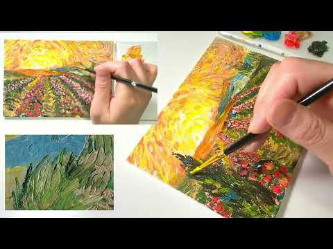 Sunrise Tulip Field in Van Gogh39s World ImpressionismEasy Acrylic Painting Tutorial Beginners 230