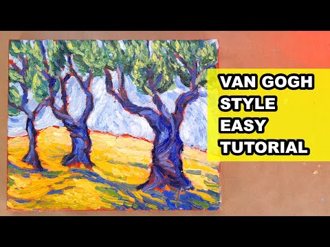 How to paint like Van Gogh Easy painting tutorial for beginners  Painting techniques  Art therapy