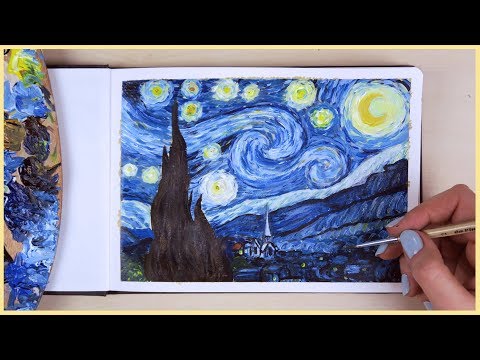 How to Paint the Starry Night with Acrylic Paint Step by Step  Art Journal Thursday Ep 24