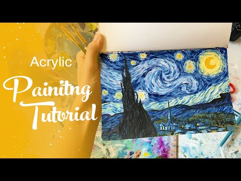 Acrylic Painting Tutorial  Starry Night by Van Gogh