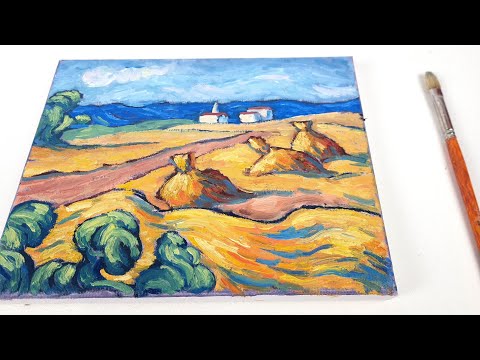 SHOW YOU How To Paint Like Van Gogh in 13 min Easy Landscape Tutorial  Painting For Beginners