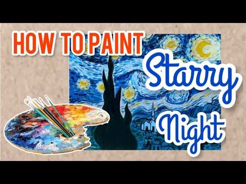 How to Paint Starry Night  Step by step  Van Gogh Art Lesson