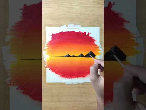 Acrylic Painting  Beautiful Sunset Painting shorts