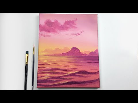 Sunset Acrylic Painting Tutorial Step by Step Easy  Sunset Acrylic Tutorial