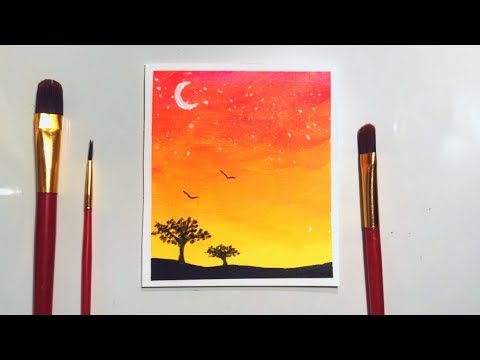 Simple Sunset Acrylic Painting
