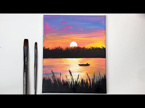 Colorful Sunset  Easy Sunset Acrylic Painting Tutorial Step by Step