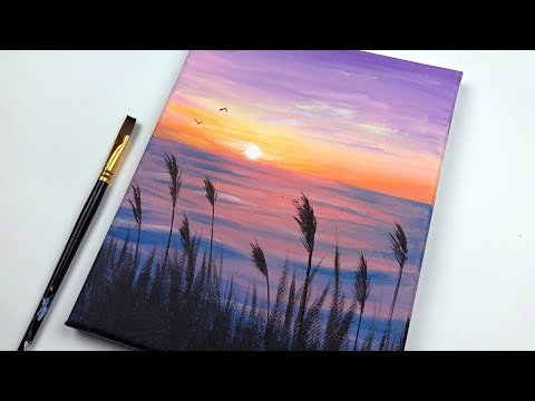 Ocean Sunset  Acrylic Painting for Beginners Step by Step Easy
