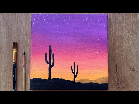 Sunset Acrylic Painting Easy for Beginners  Easy Acrylic Sunset Painting Demonstration